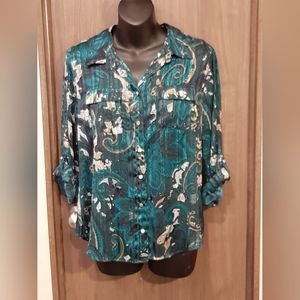 Sara Michelle button down sheer blouse size PM